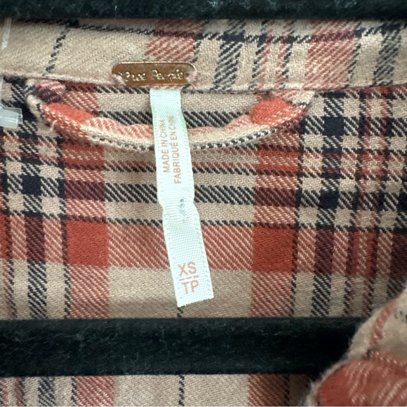 Free People Victorian Red Brown Plaid Jacket XS - Picture 8 of 9